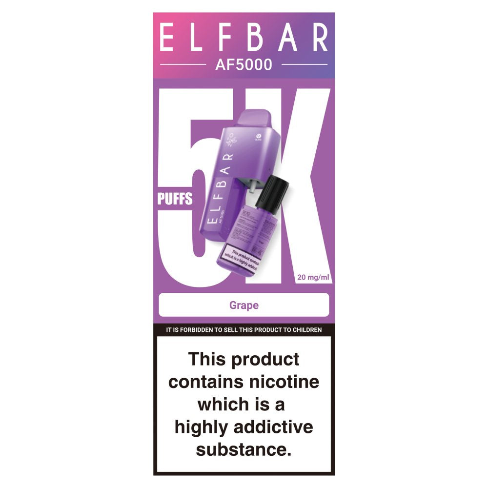 Elfbar AF5000 Grape Puffs (12ml × 5 × 1)