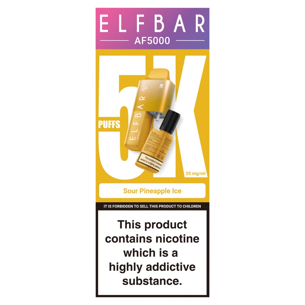 Elfbar AF5000 Sour Pineapple Ice Puffs (12ml × 5 × 1)