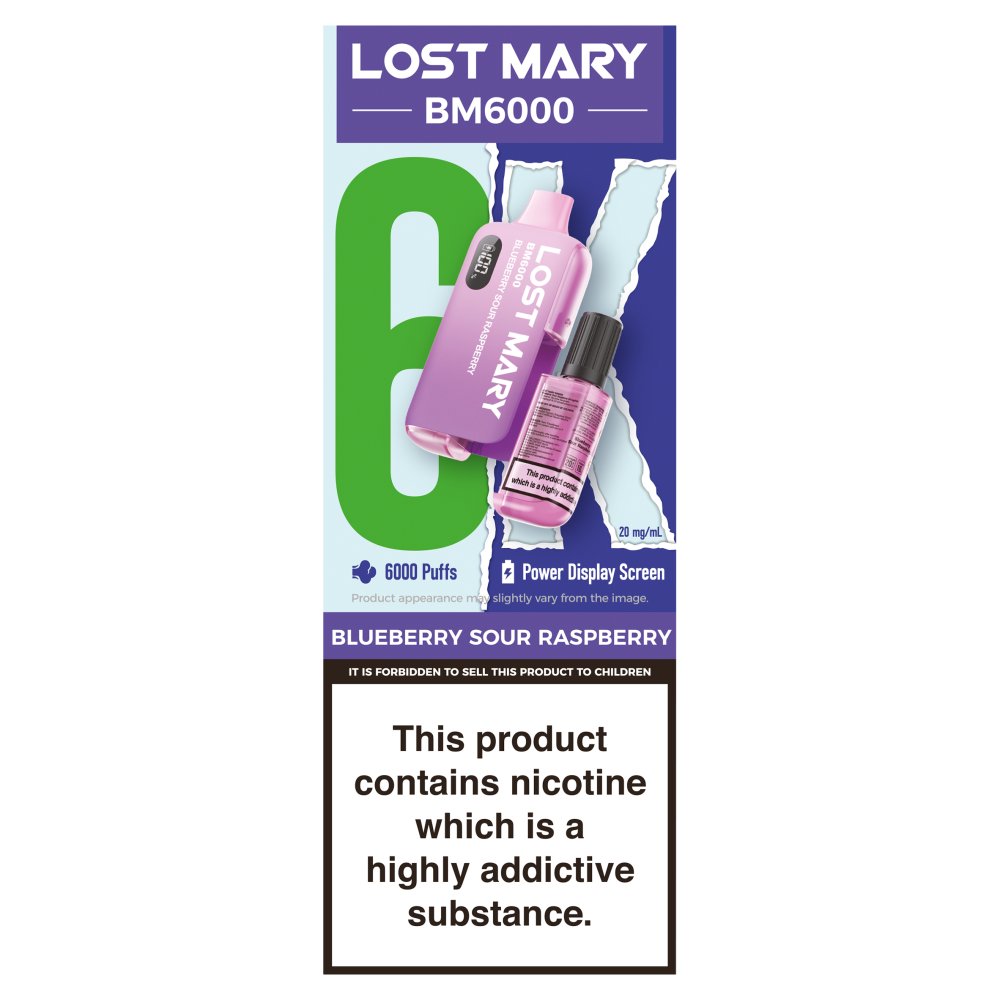 Lost Mary BM6000 Blueberry Sour Raspberry (12ml × 5 × 1)