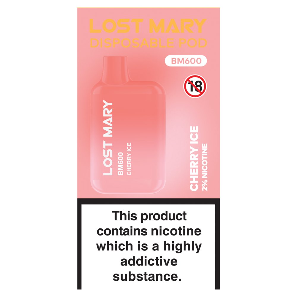 Lost Mary Disposable Pod BM600 Cherry Ice (2ml × 10 × 1)