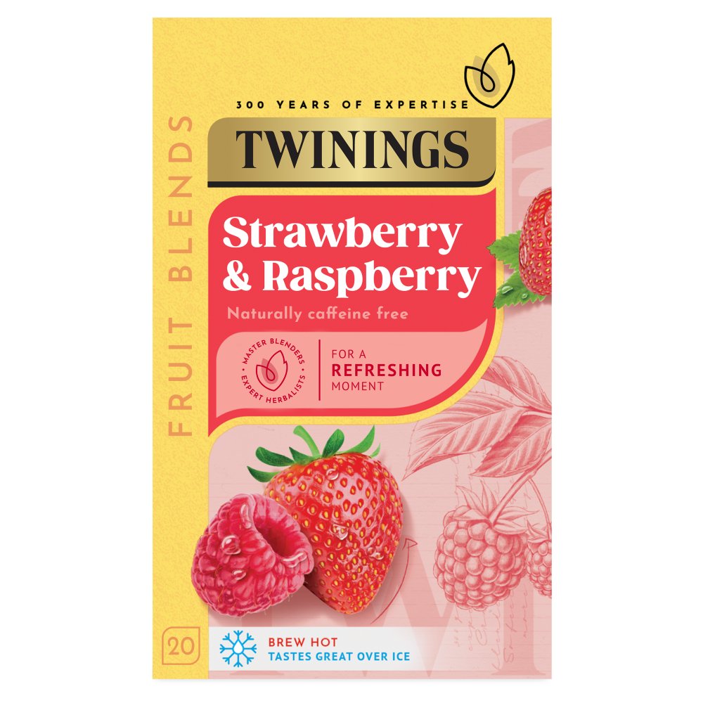 Twinings Strawberry & Raspberry 20 Tea Bags 40g (20s × 4 × 1)