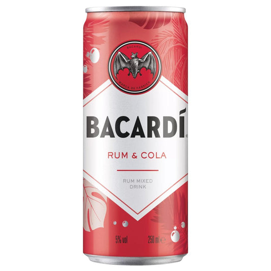 BACARDÍ Rum and Cola Premix Cocktail, 25cl (250ml × 12 × 1)