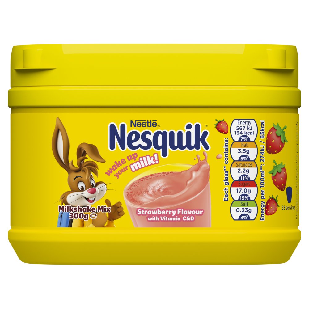 Nesquik Strawberry Flavour with Vitamin C&D Milkshake Mix 300g (300g × 10 × 1)