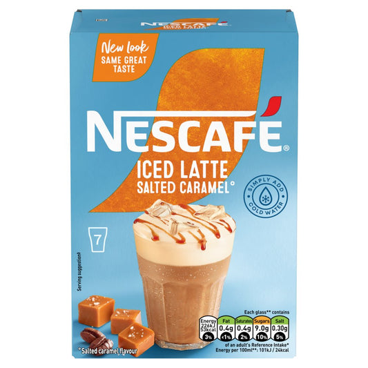 Nescafe Iced Latte Salted Caramel Instant Coffee 7 x 14.5g Sachets (7s × 6 × 1)