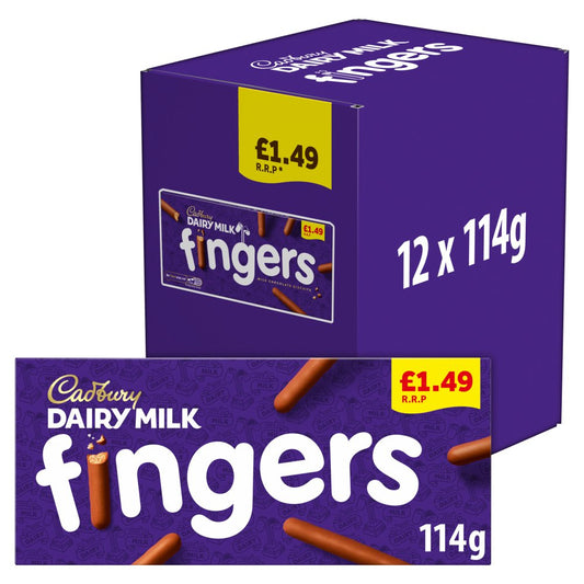 Cadbury Dairy Milk Fingers Chocolate Covered Biscuits £1.49 PMP (114g × 12 × 1)