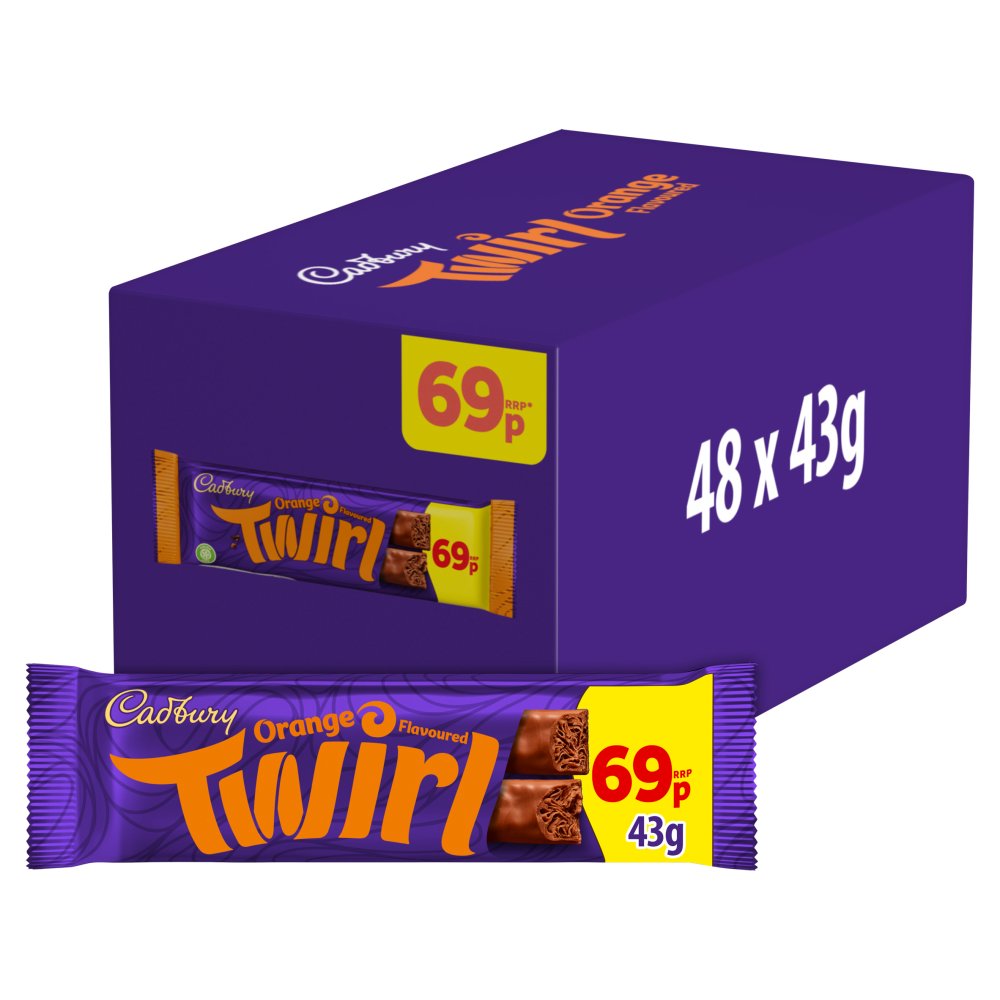 Cadbury Twirl Orange Chocolate Bar 69p PMP (43g × 48 × 1)