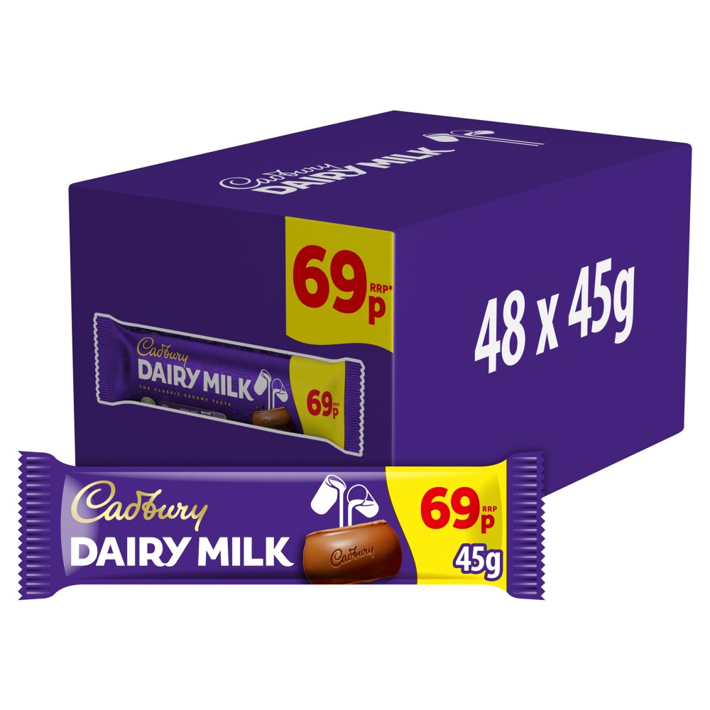 Cadbury Dairy Milk Chocolate Bar 69p PMP (45g × 48 × 1)