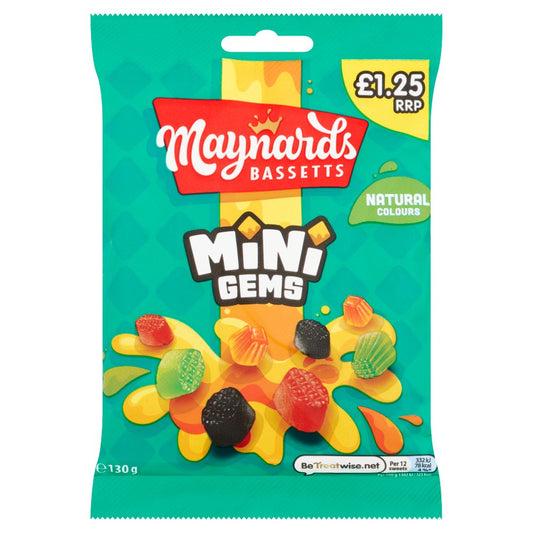 Maynards Bassetts Mini Gems Sweets Bag £1.25 PMP (130g × 10 × 1)