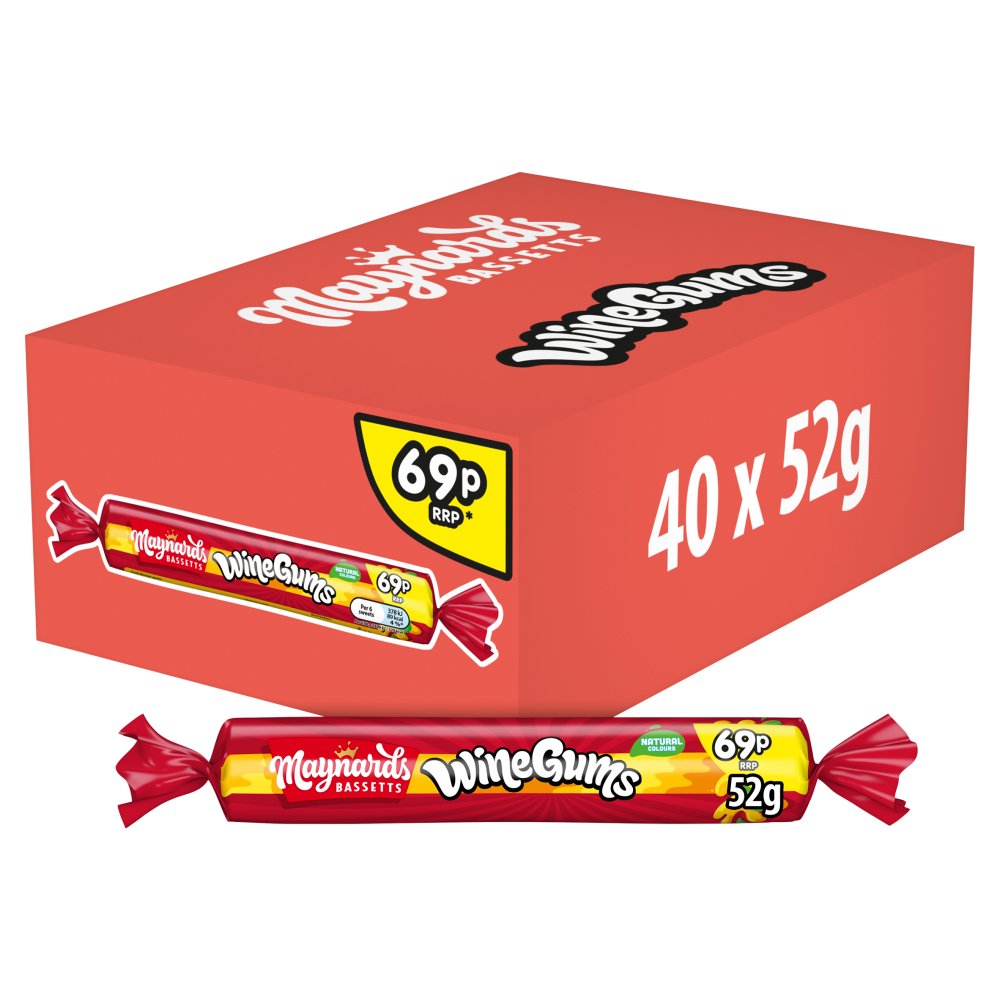 Maynards Bassetts Wine Gums Sweets Roll 69p PMP (Sgl × 40 × 1)