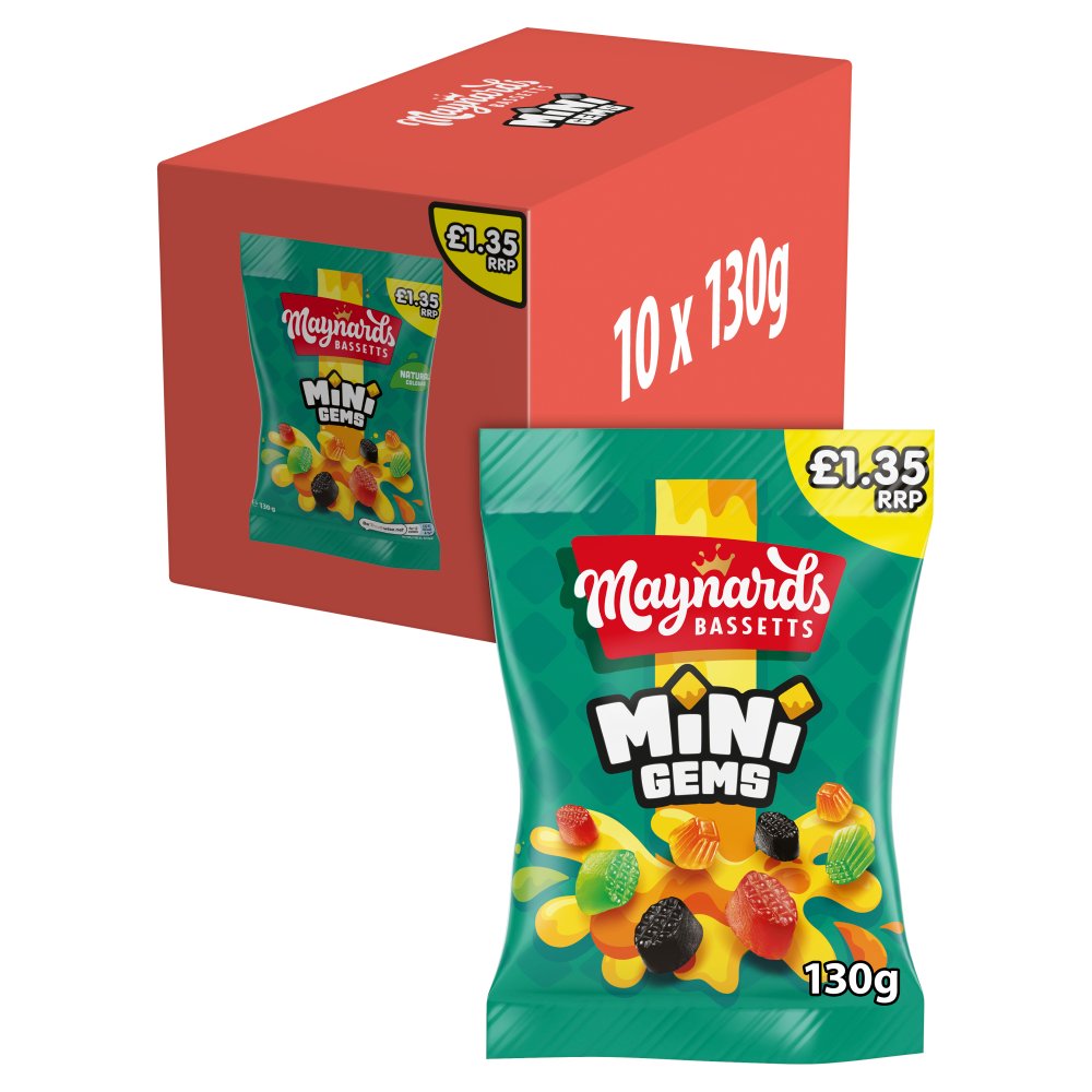 Maynards Bassetts Mini Gems Sweets Bag £1.35 PMP (130g × 10 × 1)