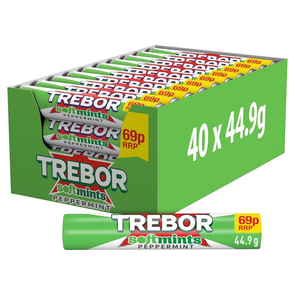 Trebor Softmints Peppermint Mints Roll 69p PMP (Roll × 40 × 1)