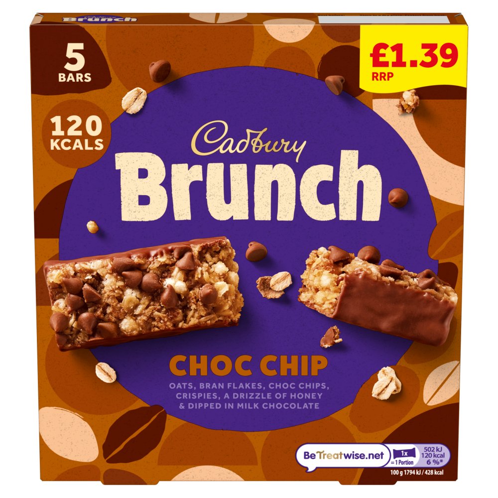 Cadbury Brunch Bar Choc Chip 5 Pack £1.39 PMP (140g × 8 × 1)