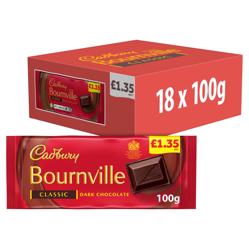 Cadbury Bournville Classic Dark Chocolate Bar £1.35 PMP (100g × 18 × 1)