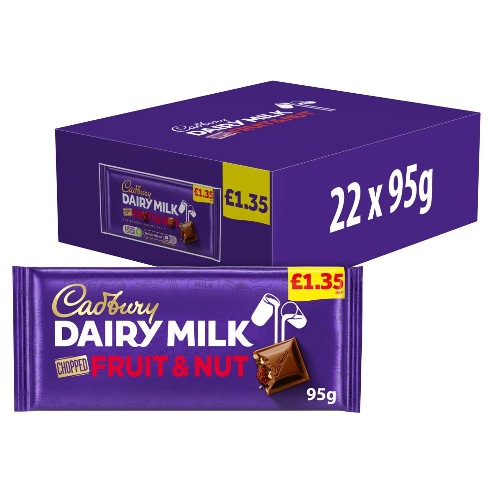 Cadbury Dairy Milk Fruit and Nut Chocolate Bar £1.35 PMP (95g × 22 × 1)