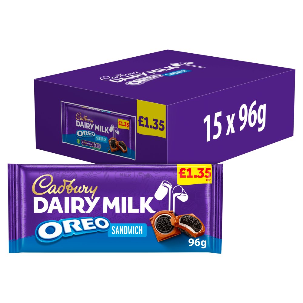 Cadbury Dairy Milk Oreo Sandwich Chocolate Bar £1.35 PMP (96g × 15 × 1)