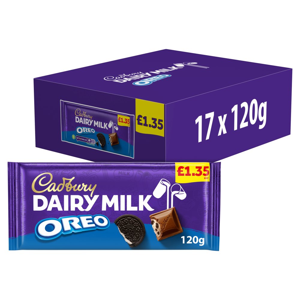 Cadbury Dairy Milk Oreo Chocolate Bar £1.35 PMP (120g × 17 × 1)