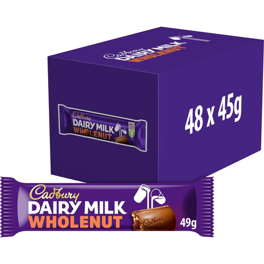 Cadbury Dairy Milk Whole Nut Chocolate Bar (45g × 48 × 1)