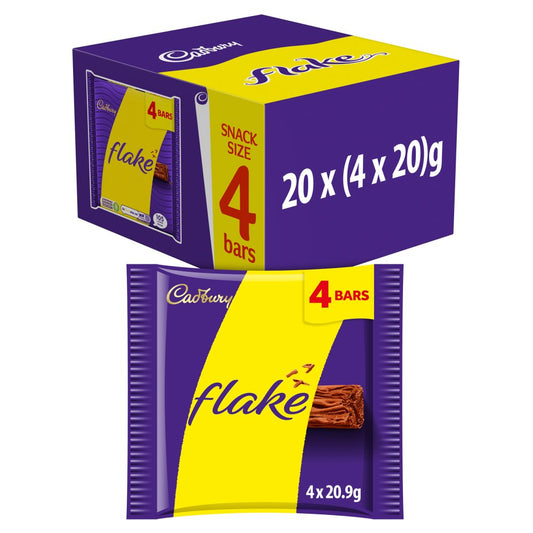 Cadbury Flake Chocolate Bar 4 Pack Multipack (4pk × 20 × 1)