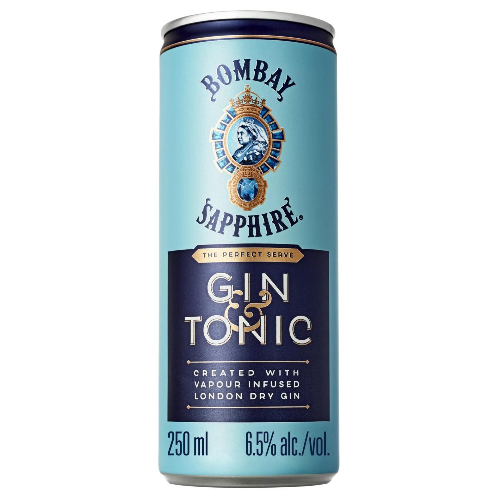 BOMBAY SAPPHIRE Gin & Tonic Premix Cocktail, 25cl (250ml × 12 × 1)