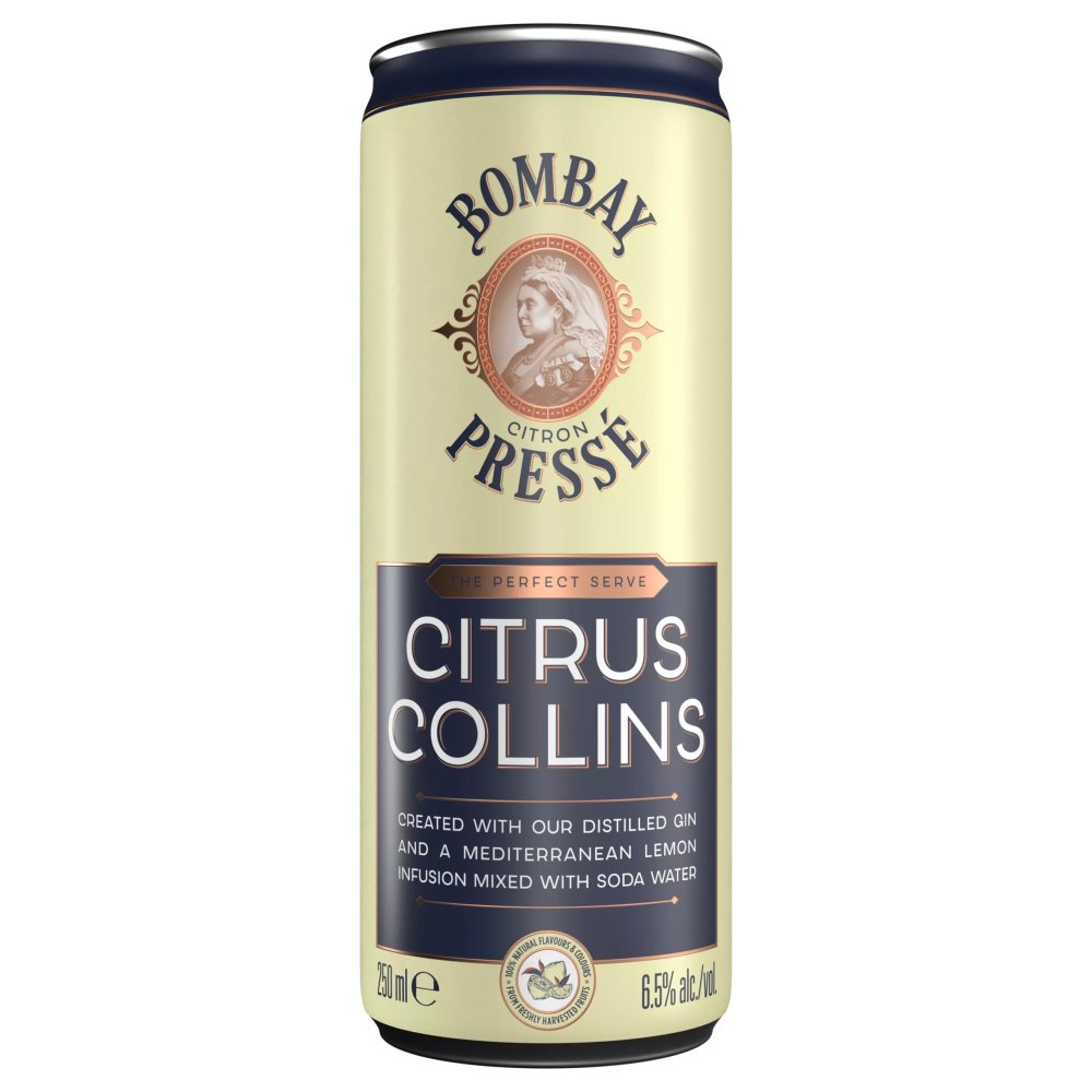 Bombay Citron Pressé Citrus Collins Premix Gin Cocktail, 25cl (250ml × 12 × 1)