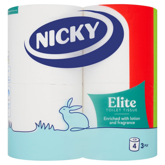 Nicky Elite Toilet Tissue 3 Ply 4 Rolls (4Roll × 10 × 1)