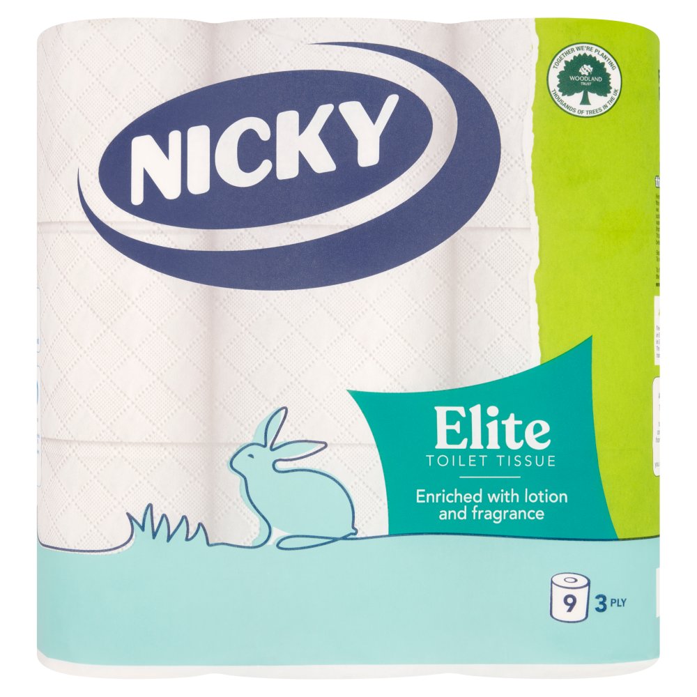 Nicky Elite Toilet Tissue 3 Ply 9 Rolls (9Roll × 1)