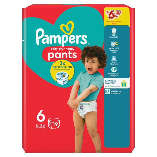 Pampers Baby-Dry Nappy Pants Size 6, 19 Nappies, - (19s × 4 × 1)