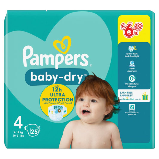 Pampers Baby-Dry Size 4, 25 Nappies, - (25s × 4 × 1)