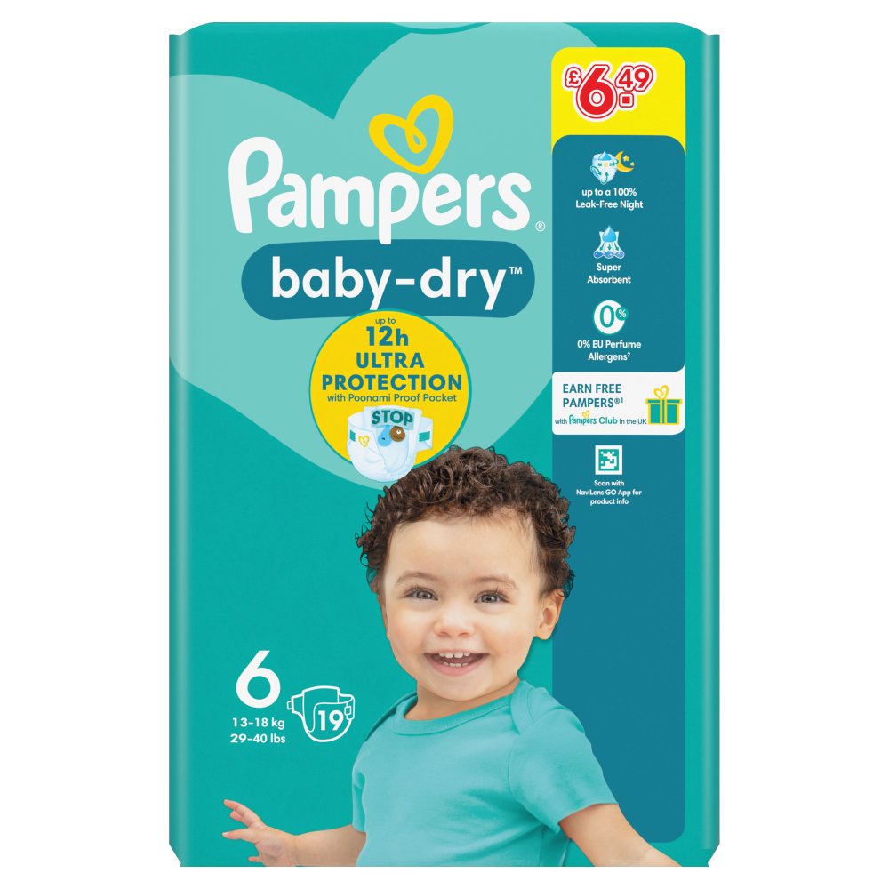 Pampers Baby-Dry Size 6, 19 Nappies (19s × 4 × 1)