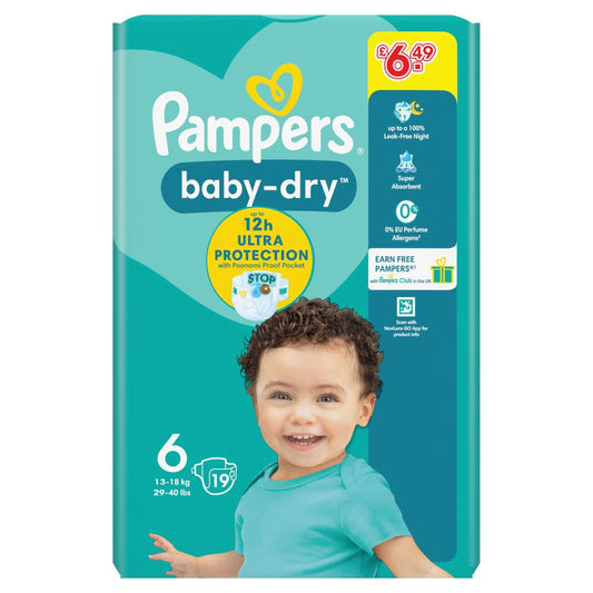Pampers Baby-Dry Size 6, 19 Nappies (19s × 4 × 1)