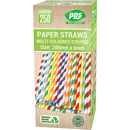 Pps Paper Straws Striped (250s × 20)