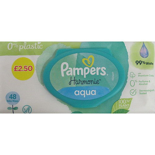Pampers Harmonie Aqua Baby Wipes PM £2.50 (48s × 14 × 1)