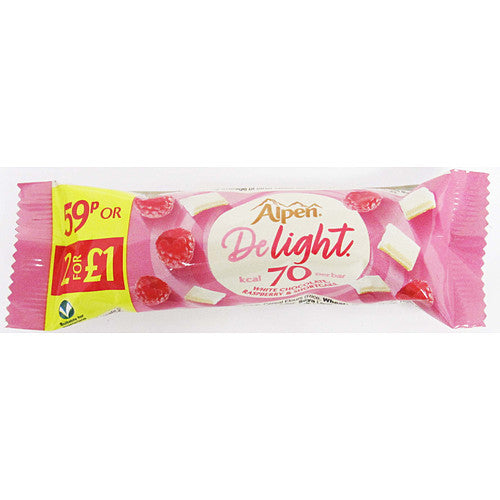 Alpen White Choc & Raspberry S/Cake PM 59p 2For £1 (19g × 24 × 1)