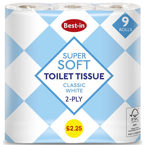 Bestin Soft Toilet Tissue White PM £2.25 (9Roll × 5 × 1)