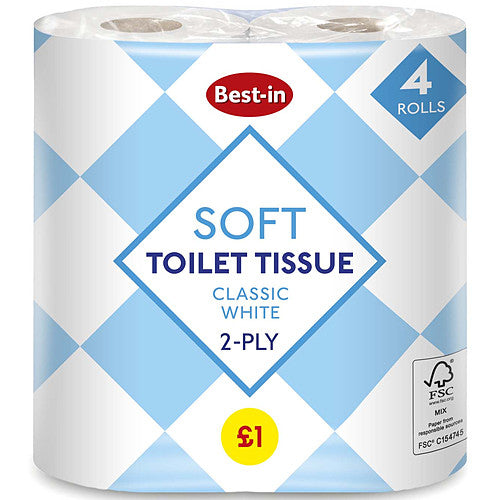 Bestin Sofft Toilet Tissue White PM £1 (4Roll × 12 × 1)