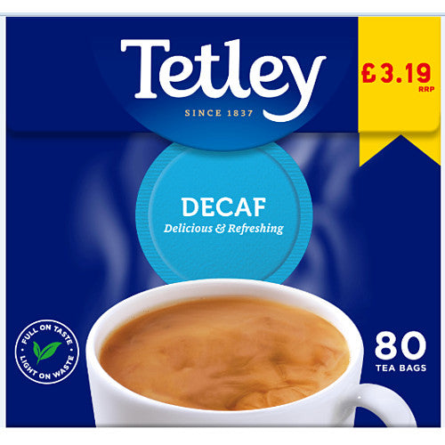 Tetley Decaf 80 Tea Bags 250g (80s × 6 × 1)