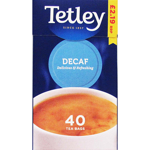 Tetley Decaf 40 Tea Bags 125g (40s × 6 × 1)