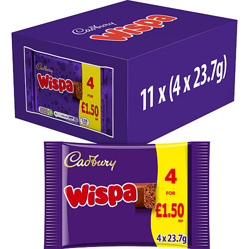 Cadbury Wispa Chocolate Bar 4 Pack Multipack £1.50 PMP (4pk × 11 × 1)