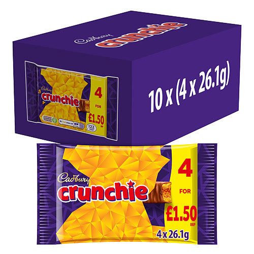 Cadbury Crunchie Chocolate Bar 4 Pack Multipack £1.50 PMP (4pk × 10 × 1)