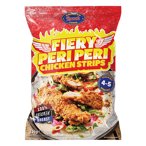 American Ranch Foods Fiery Peri Peri Chicken Strips (320g × 12)