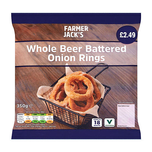 Farmer Jack's Whole Beer Battered Onion Rings (350g × 16)