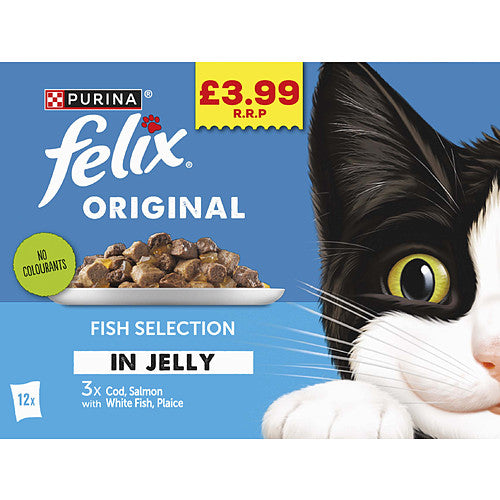 FELIX Original Fish Selection in Jelly Wet Cat Food 12x PMP (85g × 4 × 1)