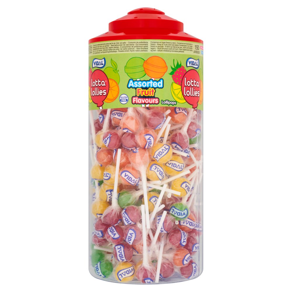 Vidal Lotta Lollies 150 Assorted Fruit Flavours Lollipops (5p × 150 × 6)