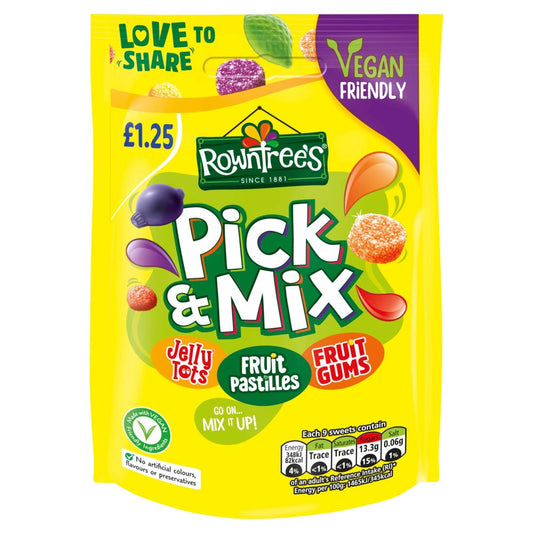 Rowntree's Pick & Mix Vegan Friendly Sweets Sharing Bag  PMP £1.25 (Pch × 10 × 1)