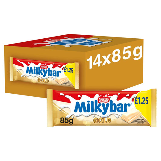 Milkybar Gold Caramel Flavour White Chocolate Sharing Bar  PMP £1.25 (Std × 14 × 1)