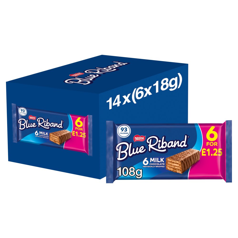 Blue Riband Milk Chocolate Wafer Biscuit Bar Multipack 6 Pack PMP £1.25 (6pk × 14 × 1)