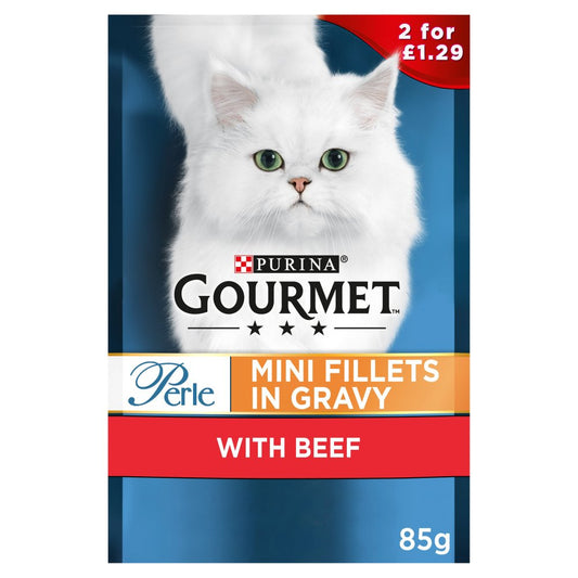 GOURMET Perle Mini Fillets in Gravy Beef Wet Cat Food  PMP (85g × 26 × 1)