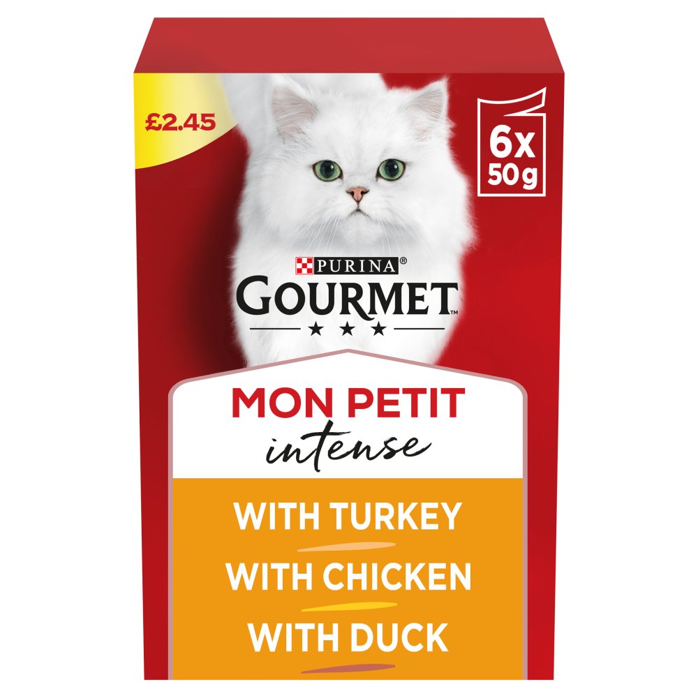 GOURMET Mon Petit Meaty Variety Duck, Chicken, Turkey Wet Cat Food 6x PMP (50g × 8 × 1)