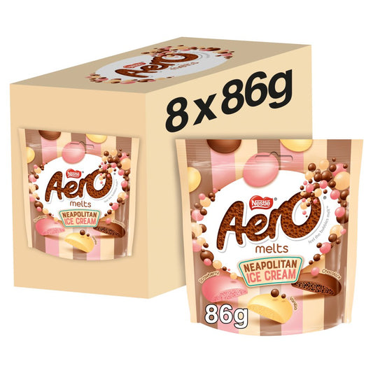 Aero Melts Neapolitan Ice cream Flavour Chocolate Sharing Bag (90g × 8 × 1)