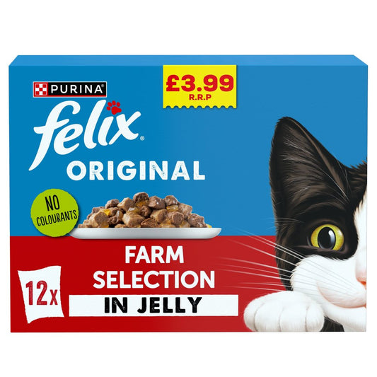 FELIX Original Farm Selection in Jelly Wet Cat Food 12x PMP (85g × 4 × 1)